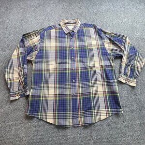 Eddie Bauer Shirt‎ Mens XL Plaid Button-Down Shirt 100% Cotton Preppy Classic